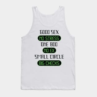 Good Sex No Stress One Boo No Ex Small Circle Big Checks Tank Top